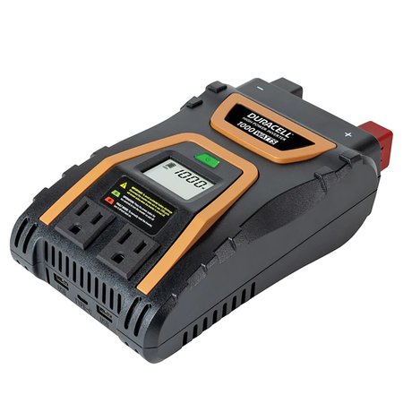 DURACELL Power Inverter, Modified Sine Wave, 2,000 W Peak, 1,000 W Continuous, 2 Outlets DR1000INV